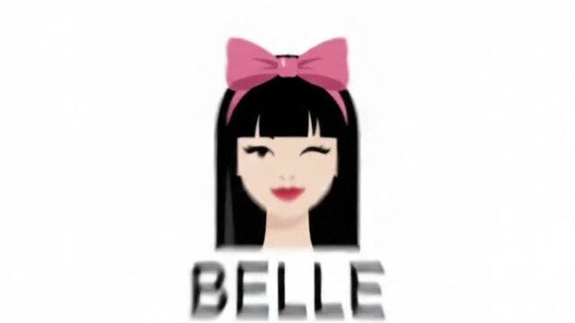 Cartoon Woman Face Assembling with Bow and Winking Expression