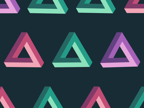Impossible Triangle Beams Colorful Optical Illusion Pattern