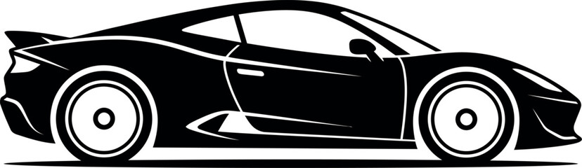 Fototapeta premium A sleek modern sports car silhouette in black showcasing dynamic lines and a powerful aerodynamic design for speed and style
