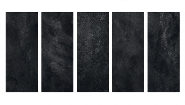 Set of Five Vertical Black Slate Stone Rectangular Textures