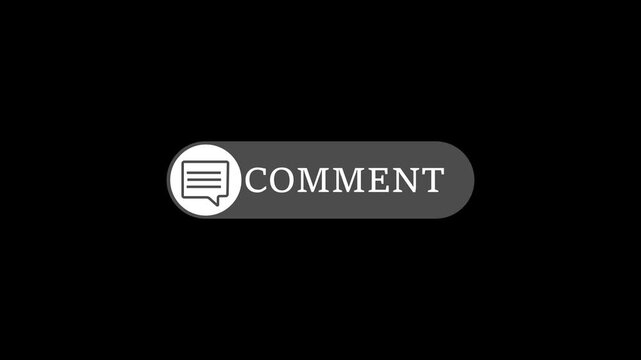 Comment button animation for a video channel. comment text reveal animation, social media. Flat Design comment. comment icon Animation, 4k Comment Push Buttons for YouTube. red comment icon button.