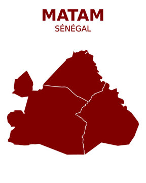 Vector map of Matam region in Senegal with typographic text