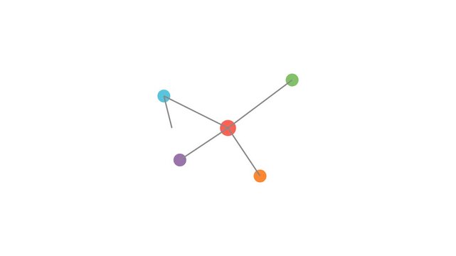 Minimalist Network Diagram Featuring Interconnected Colorful Data Points and Node Structures