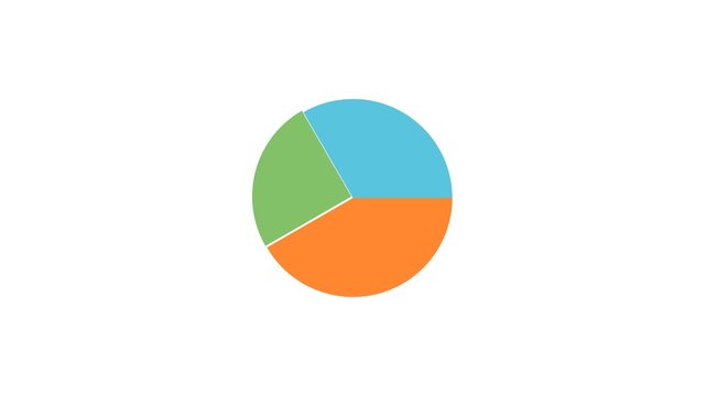 Colorful Three Segment Pie Chart Graphic for Business Data Analysis and Presentation