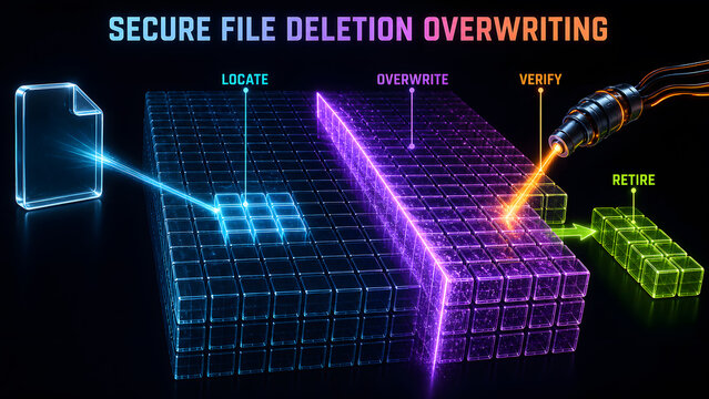 Secure File Deletion Overwriting Process Infographic