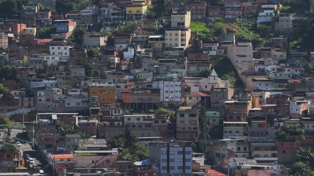 Dense Hillside Urban Settlement With Irregular Housing Pattern