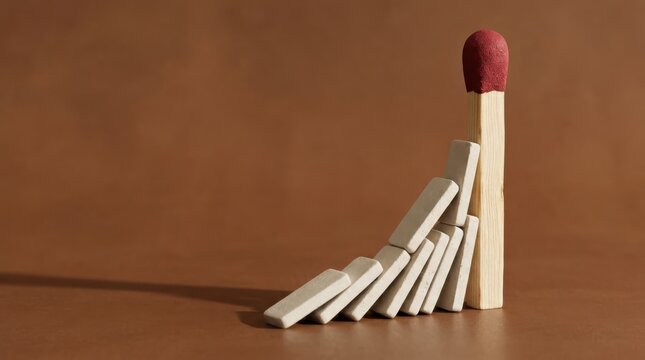 Matches Standing Strong in a Domino Effect Concept