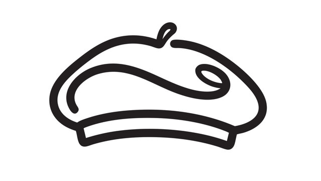 beret illustration, simple line drawing of a classic french hat design