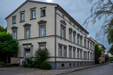 Historic residential building with decorative facade in Nauen, Brandenburg, Germany © Jrg