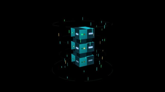 Isometric Data Server Rotation Loop Animation