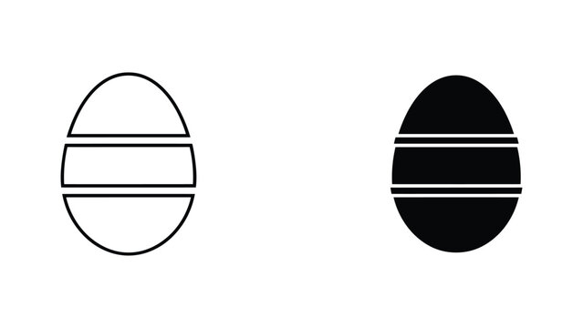 Striped easter egg vector icons in outline and solid variations for seasonal holiday graphic design
