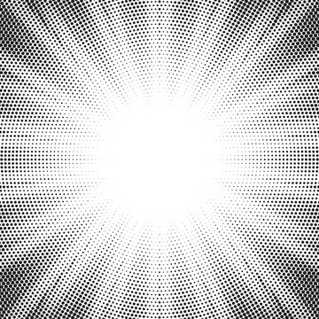 Halftone texture dot radial background, cartoon comic retro pop art dot border, halftone shadow