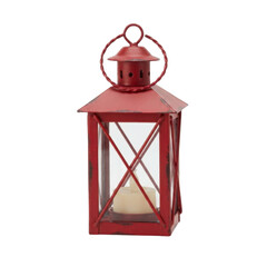 Red metal decorative lantern with LED candle inside © นายณัฐวัตร เพชรสมบัต