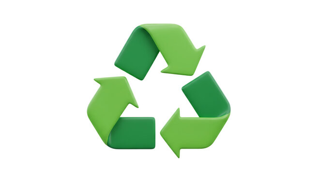 3D Green Recycling Symbol Representing Environmental Sustainability and Waste Management
