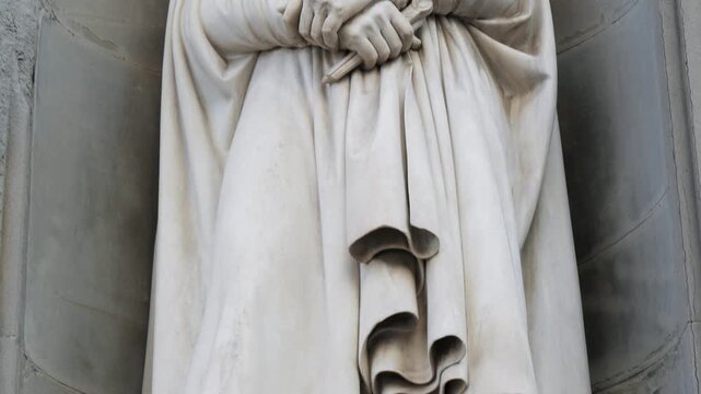 Andrea Orcagna Statue Low Angle Close-up at Uffizi Gallery Colonnade in Florence Italy - Marble Sculpture Portrait