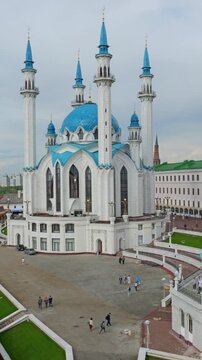 Kul Sharif Mosque with Blue Dome and Minarets in Kazan Kremlin