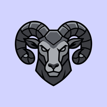 Gray ram head mascot logo illustration