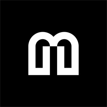 Abstract futuristic letter M monogram with dual rounded arches and flat base loops. Unique plus elegant for software, smart home, or real estate.