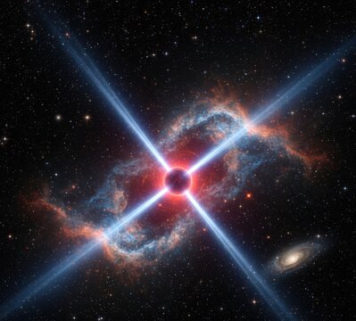 Abstract background concept space digital illustration of a pulsar star neutron