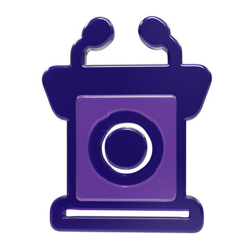 Public speaking podium stand with microphones 3d icon