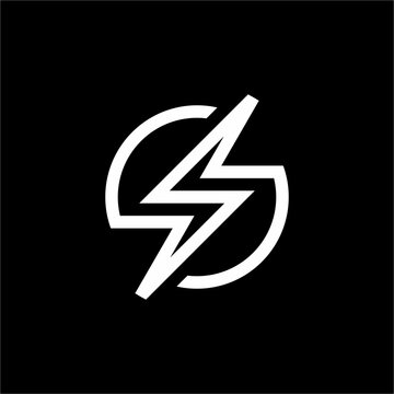 Futuristic letter S monogram merged with a sharp lightning bolt and circular frame. Ideal for energy companies, power tech startups, electrical engineering, or modern electric vehicle ventures.