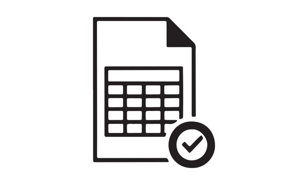 Excel Spreadsheet Sheet Vector Icon with Table and Calculator Symbol