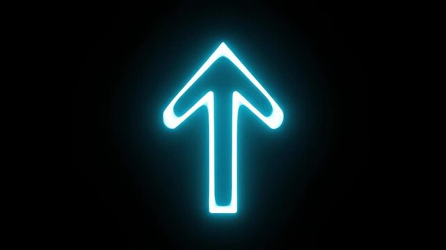 Glowing neon arrow transforming from a circular shape in a dynamic smooth digital motion animation clip