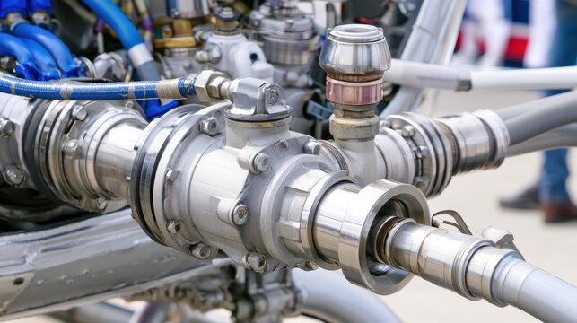 Close up of intricate industrial pump mechanism detail