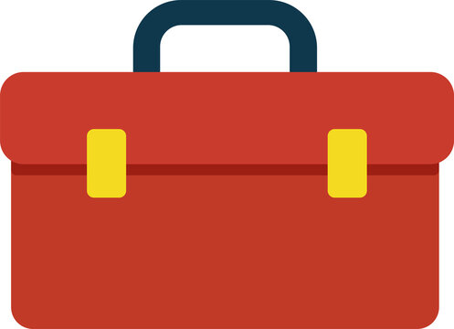 Red Toolbox Icon Flat Vector Illustration of Portable Tool Chest for Maintenance Repair and Professional Construction Work