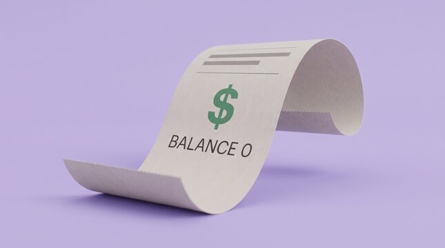 Paid Off Debt Concept with Zero Balance Receipt