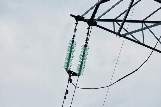 High Voltage Pylon Top Section with Insulator Strings