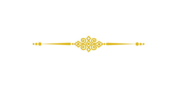 Golden vintage decorative divider isolated on transparent background