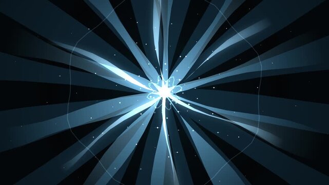 Abstract blue light streaks expanding outwards from center during dark motion