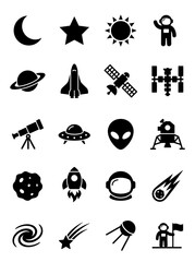 Space Exploration Icons Celestial Objects Universe Astronomy Elements © BeNeed Vactory