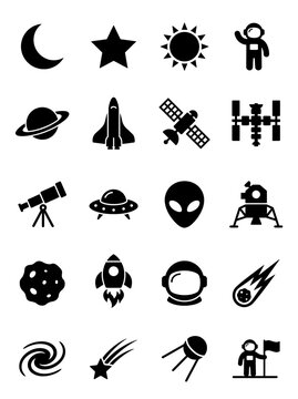 Space Exploration Icons Celestial Objects Universe Astronomy Elements