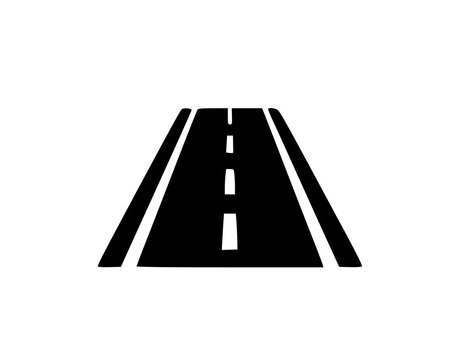 A minimalist vector graphic illustration of a road with white lines