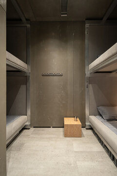 Minimal Bunk Bedroom in Industrial Hangar Interior