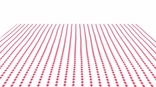 Abstract red polka dot pattern on white background an graphic featuring a repeating of small circles arranged in rows on a clean surface
