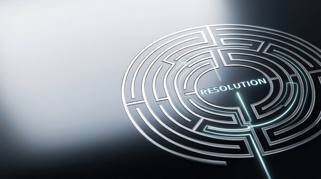 Circular maze with the word resolution in the center
