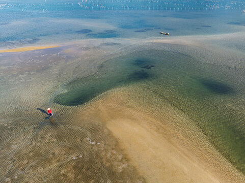 Aerial View of Lap An Lagoon in Vietnam at Low Tide