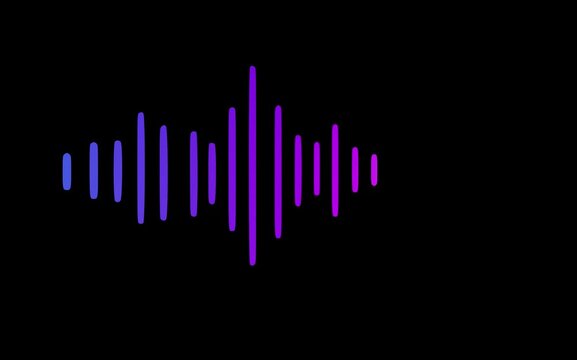 Abstract sound wave visualization with vertical glowing lines on a black background, digital audio frequency spectrum concept