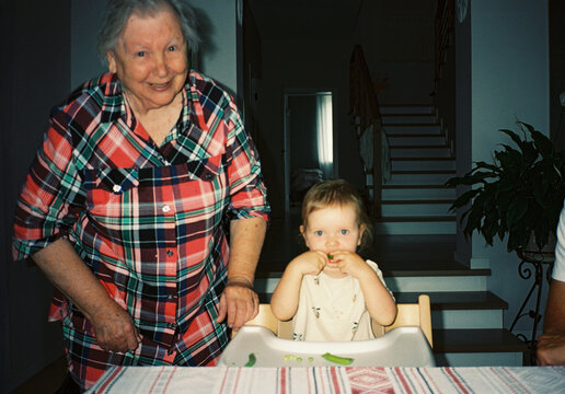 UGC portrait of great grandmother with granddaughter