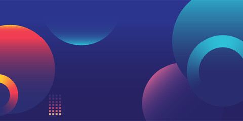 Dark blue abstract background vector illustration, vibrant colorful geometric gradient circle sphere backdrop with copy space for modern corporate presentation slide, digital tech banner, and web head © Hanofa Febriyanti