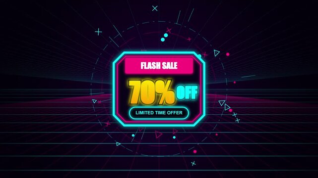 Dynamic Flash Sale Promotion with Neon Glowing Effects.