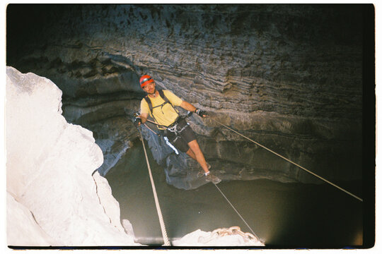 Climber Explores Cave via ferrata