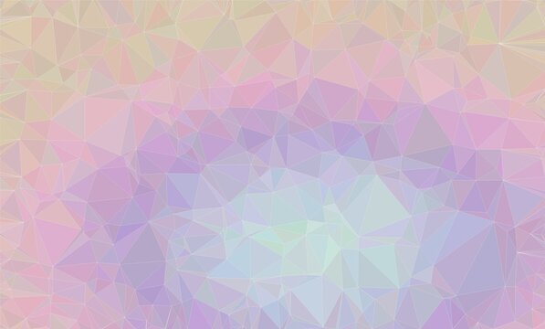 Dreamy pastel holographic low poly background with pink purple and peach geometric triangles for feminine branding beauty cosmetics packaging designs.