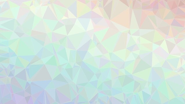 Light holographic low poly pattern with iridescent pastel shades of mint and peach for dreamy feminine digital graphics and website headers.