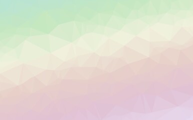 Obraz premium Soft mint green and pale pink gradient low poly background creating a serene and gentle aesthetic for cosmetics branding and minimalist web design.