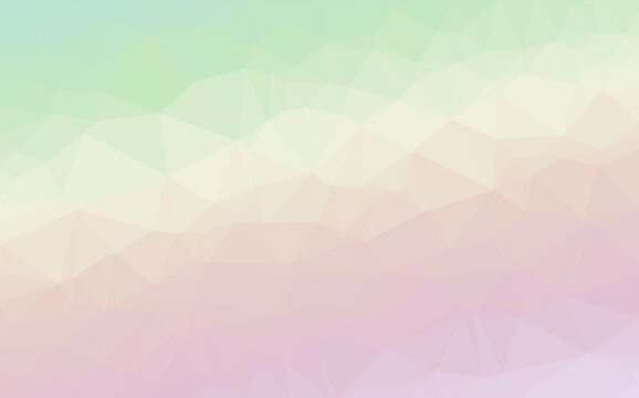 Soft mint green and pale pink gradient low poly background creating a serene and gentle aesthetic for cosmetics branding and minimalist web design.