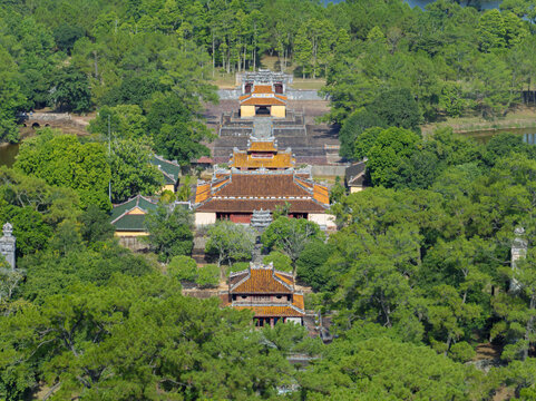 Minh Mang Tomb Complex Amid Lush Forest in Hue, Vietnam
